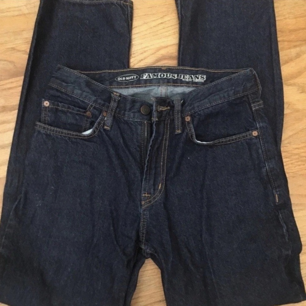 Old Navy Famous Jeans Straight Men's 29 X 30 Blue 5-Pocket Dark Wash Cotton
